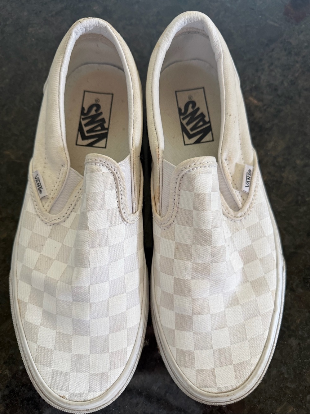 Vans White Checkerboard Slip-On Sneakers
